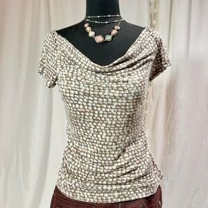 Banana Republic‎ Brown Abstract Print Cowl Neck Top – Size M
